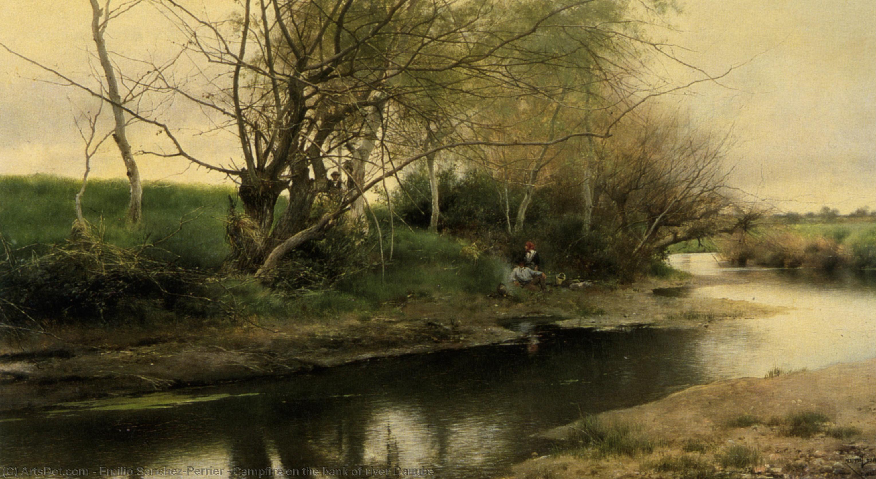 Campfire On The Bank Of River Danube — Emilio Sanchez-perrier