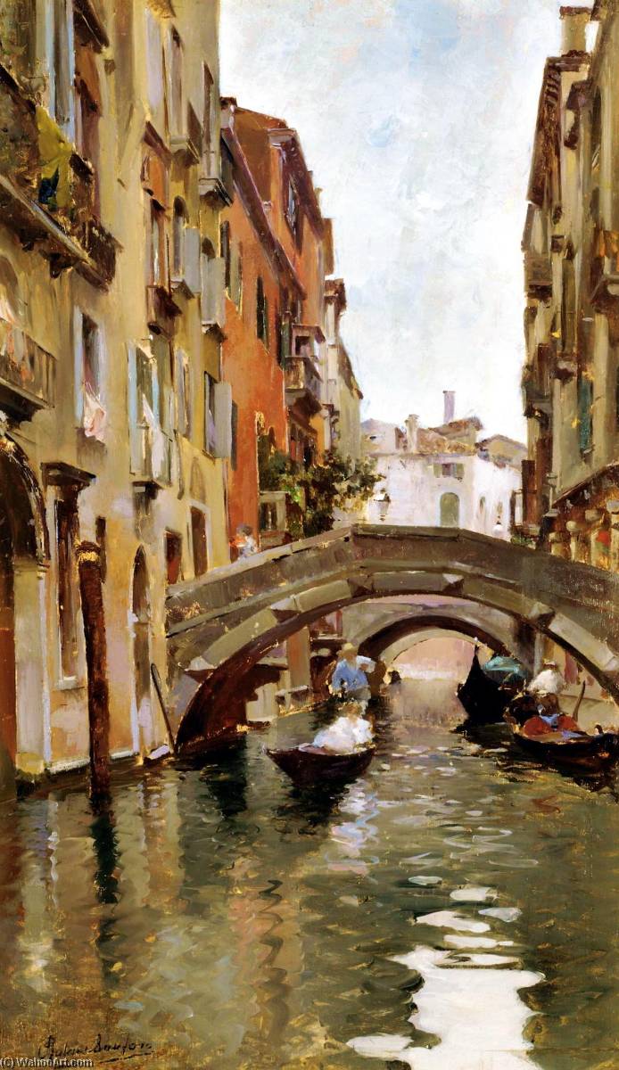 Gondola On A Venetian Canal — Rubens Santoro