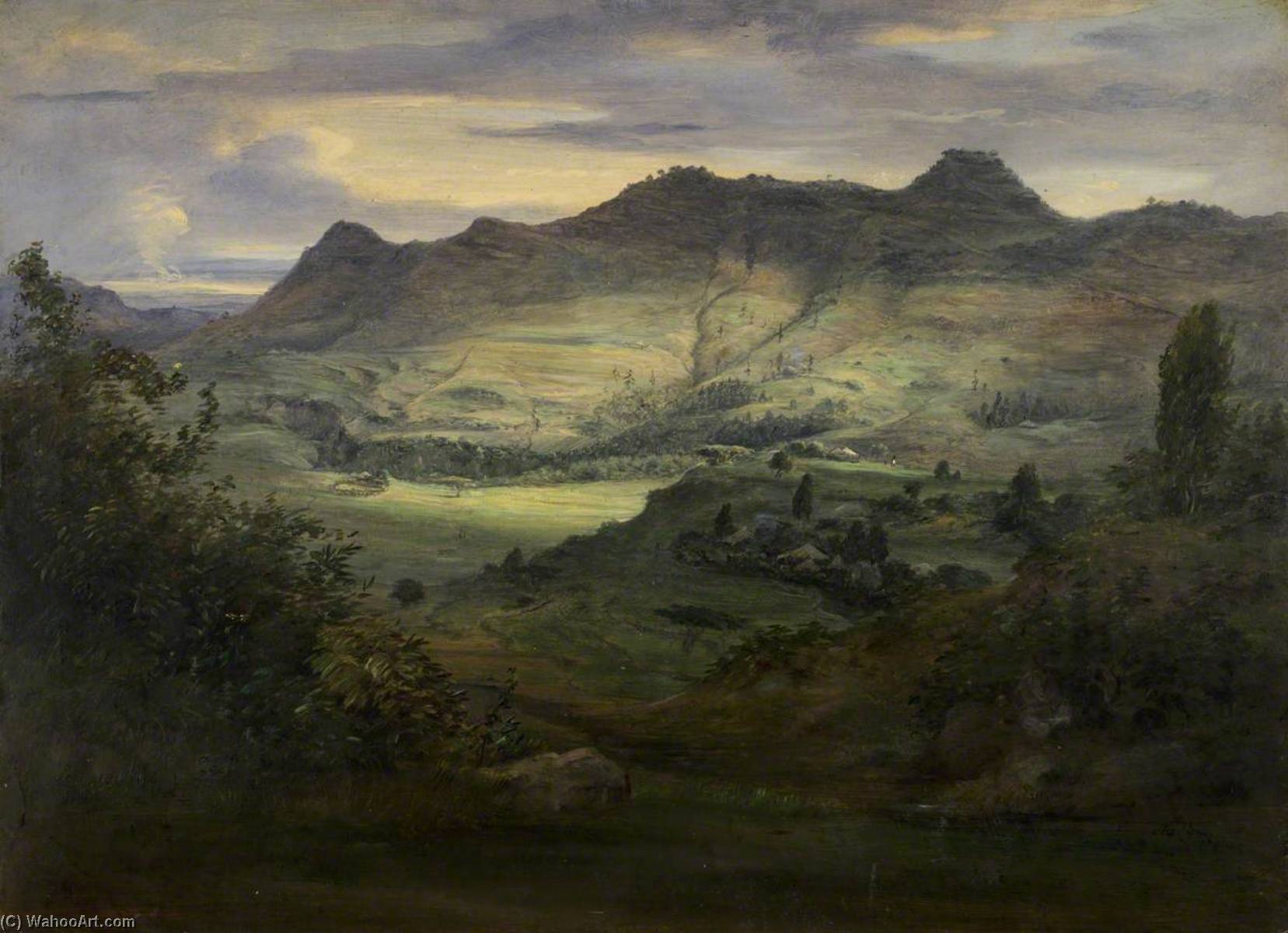 Hilly Landscape At Ankobar — Johann Martin Bernatz