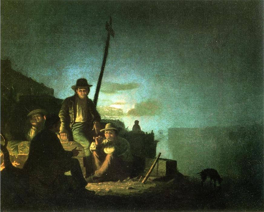 Watching The Cargo At Night (also Known As Raftsmen At Night) — George Caleb Bingham