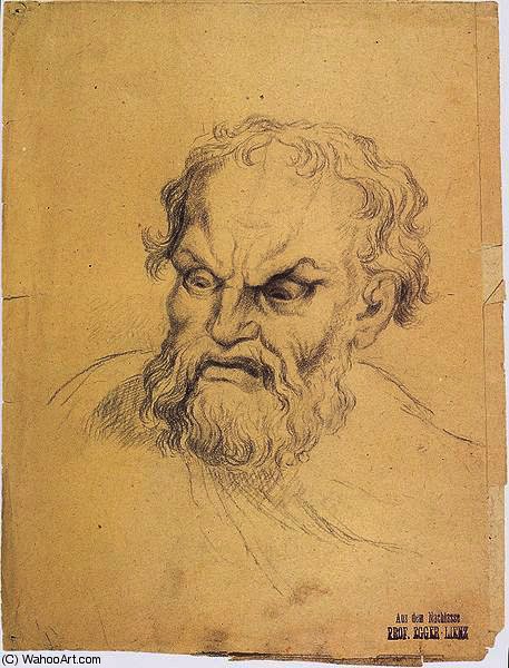 Bearded Male Head Looking Down — Albin Egger Lienz