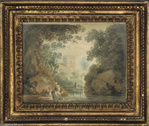Country Folk Fetching Water At A Stream — William Payne