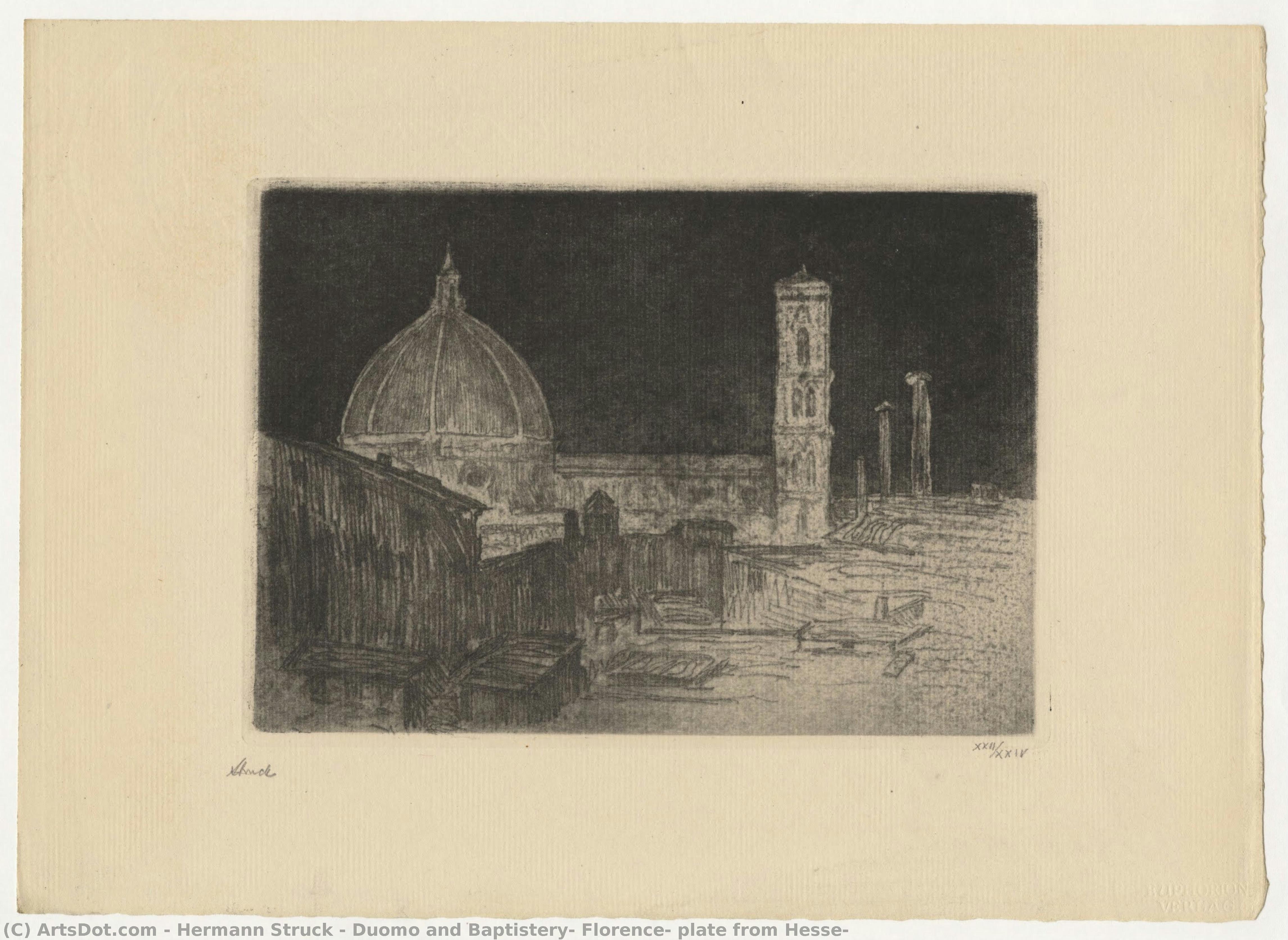 Duomo And Baptistery, Florence, Plate From Hesse — Hermann Struck