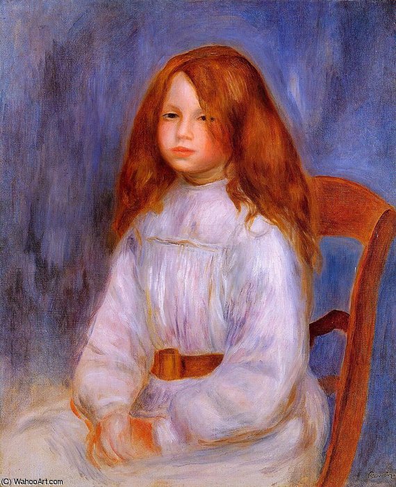 Seated Girl With Blue Background — Pierre-auguste Renoir