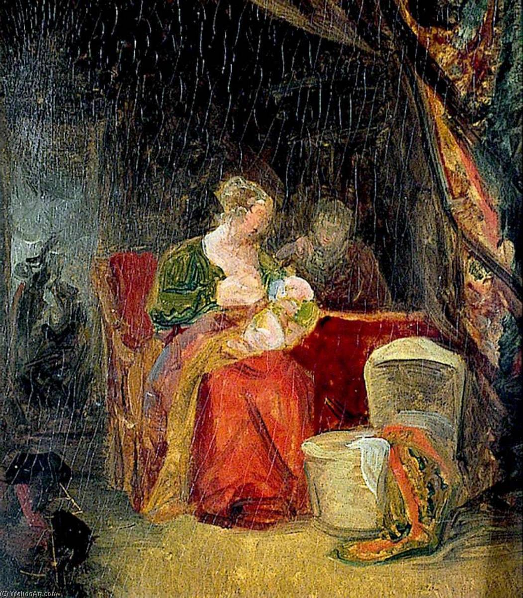 Man, Woman And Baby In A Bedroom — Joseph Clover