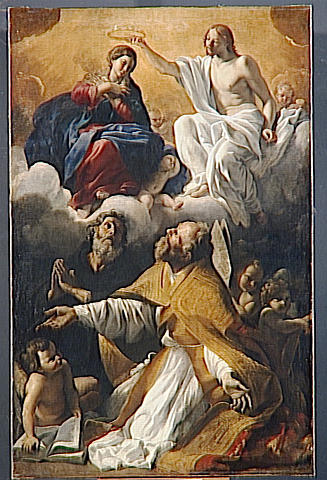 Le Couronnement De La Vierge Avec Saint Augustin Et Saint Guillaume D'aquitaine — Giovanni Lanfranco