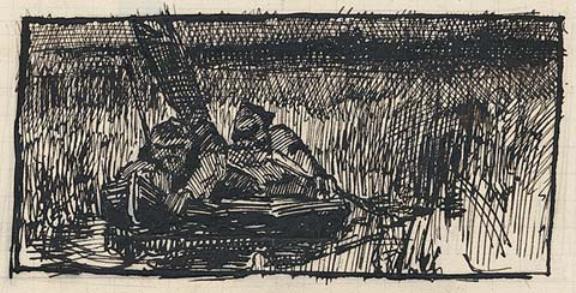 Sketch Of Two Men In Boat — Nicholas Roerich