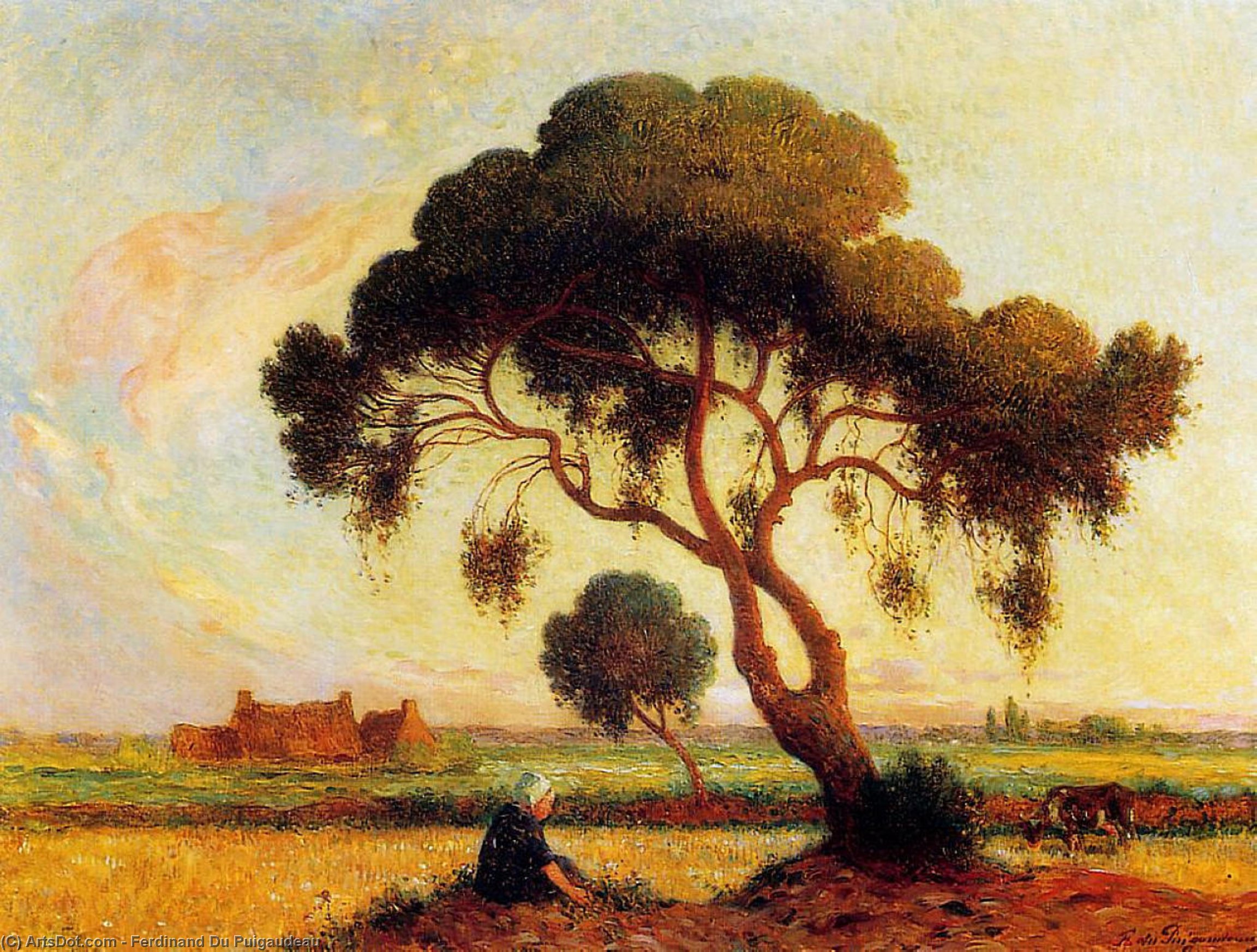 Breton Woman Seated Under A Large Tree — Ferdinand Du Puigaudeau