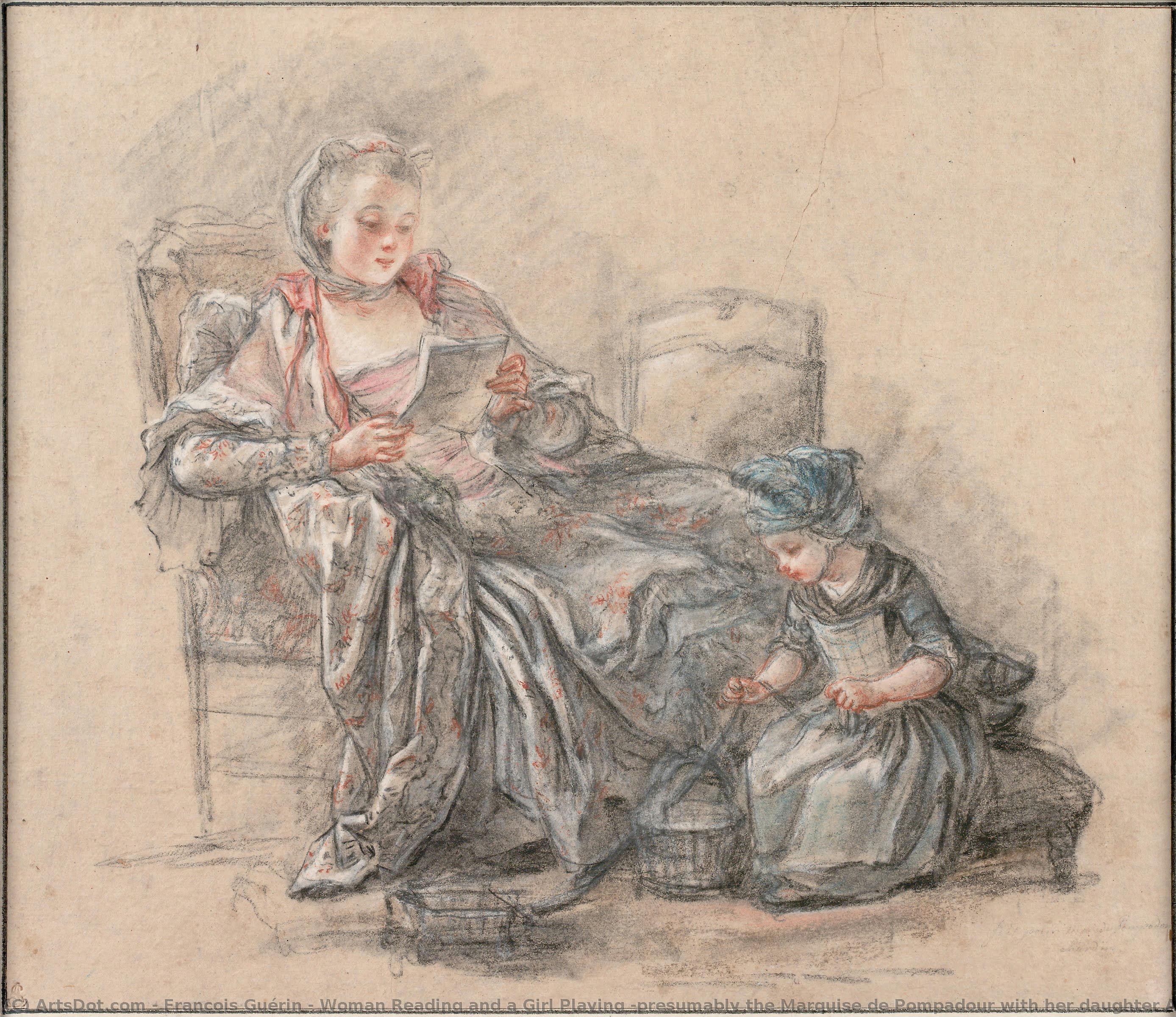Žena Čitajući I Djevojčica Igračija — François Guérin