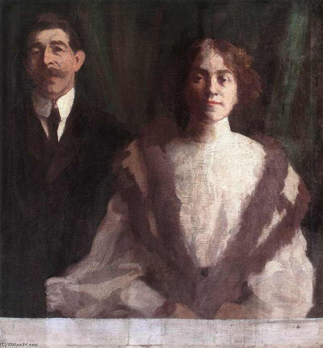 Cezár Herrer And His Wife At Nagybánya — Károly Ferenczy