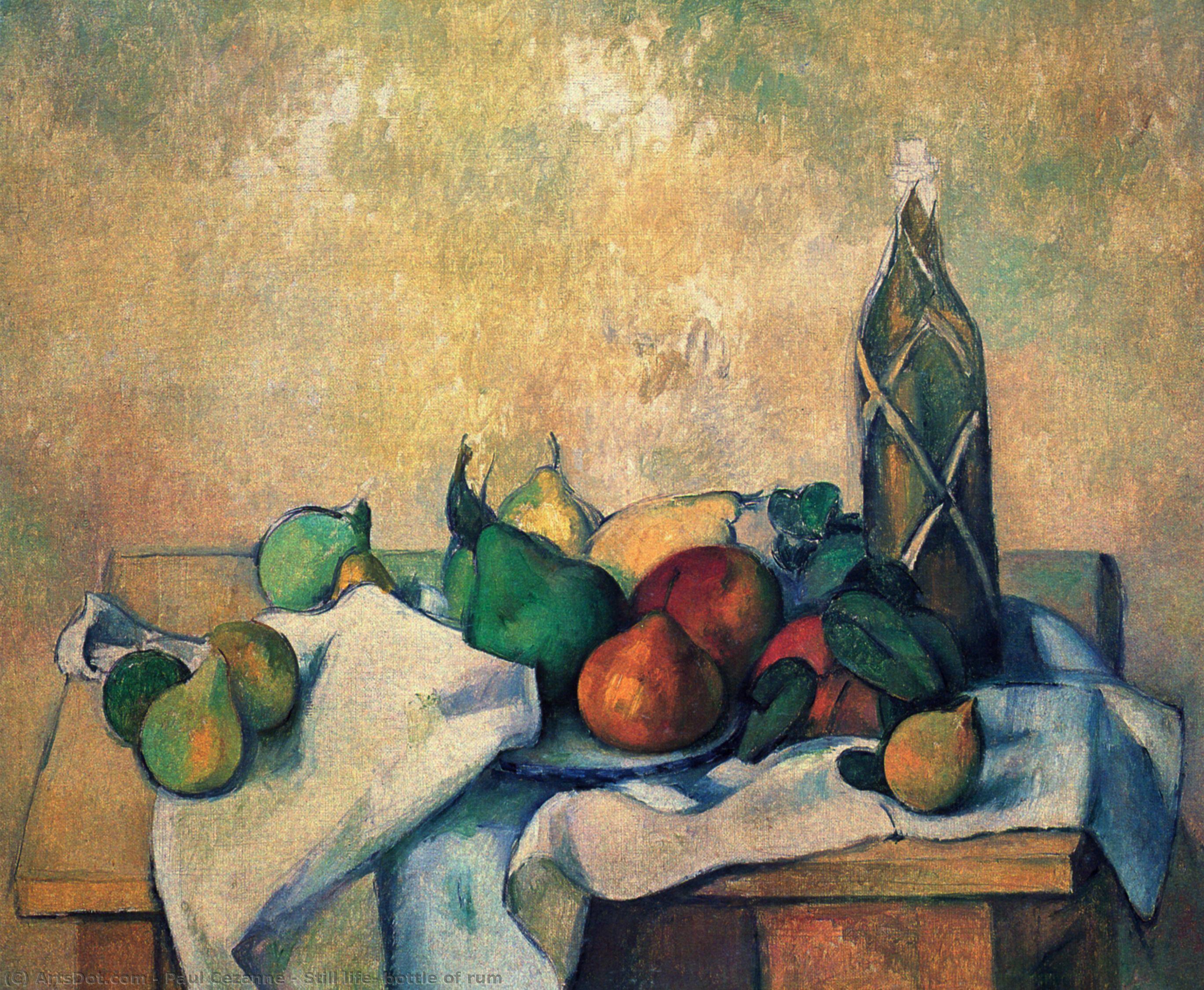 Still Life, Bottle Of Rum — Paul Cézanne
