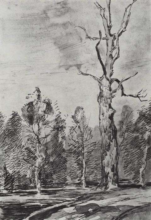 A Dry Tree By The Road — Isaak Ilyich Levitan