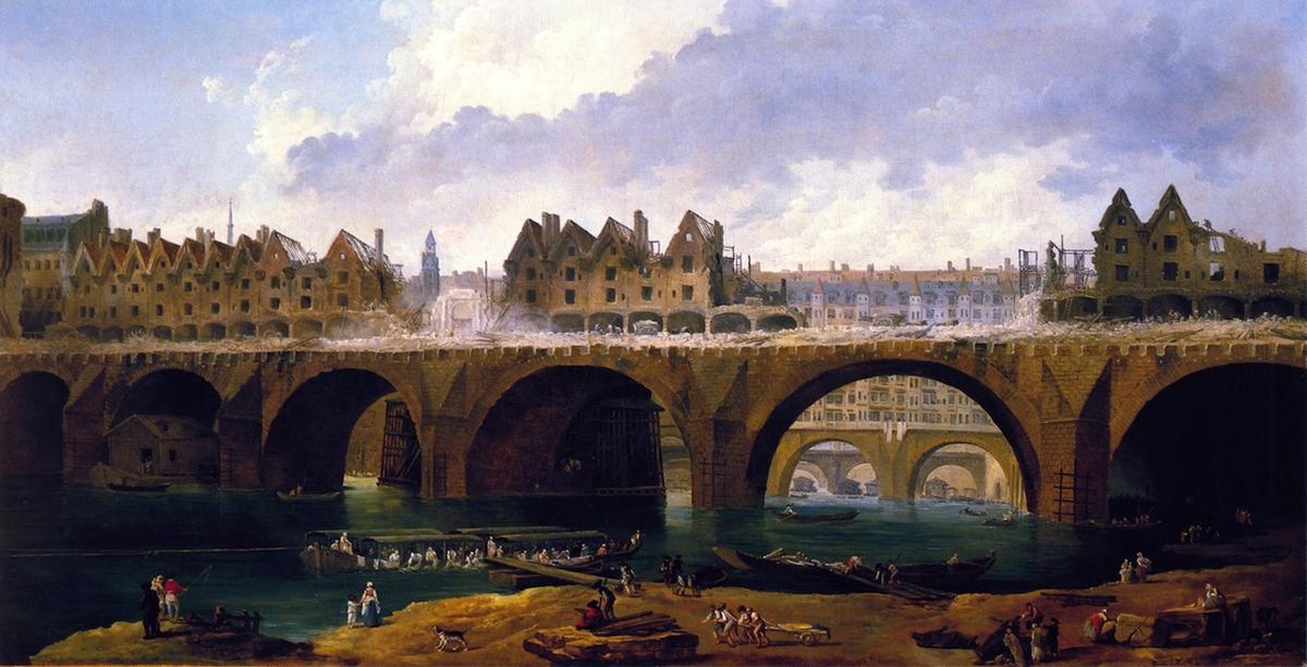 Demilishing The Buildings On The Pont Notre-dame In Paris, 1786 — Hubert Robert