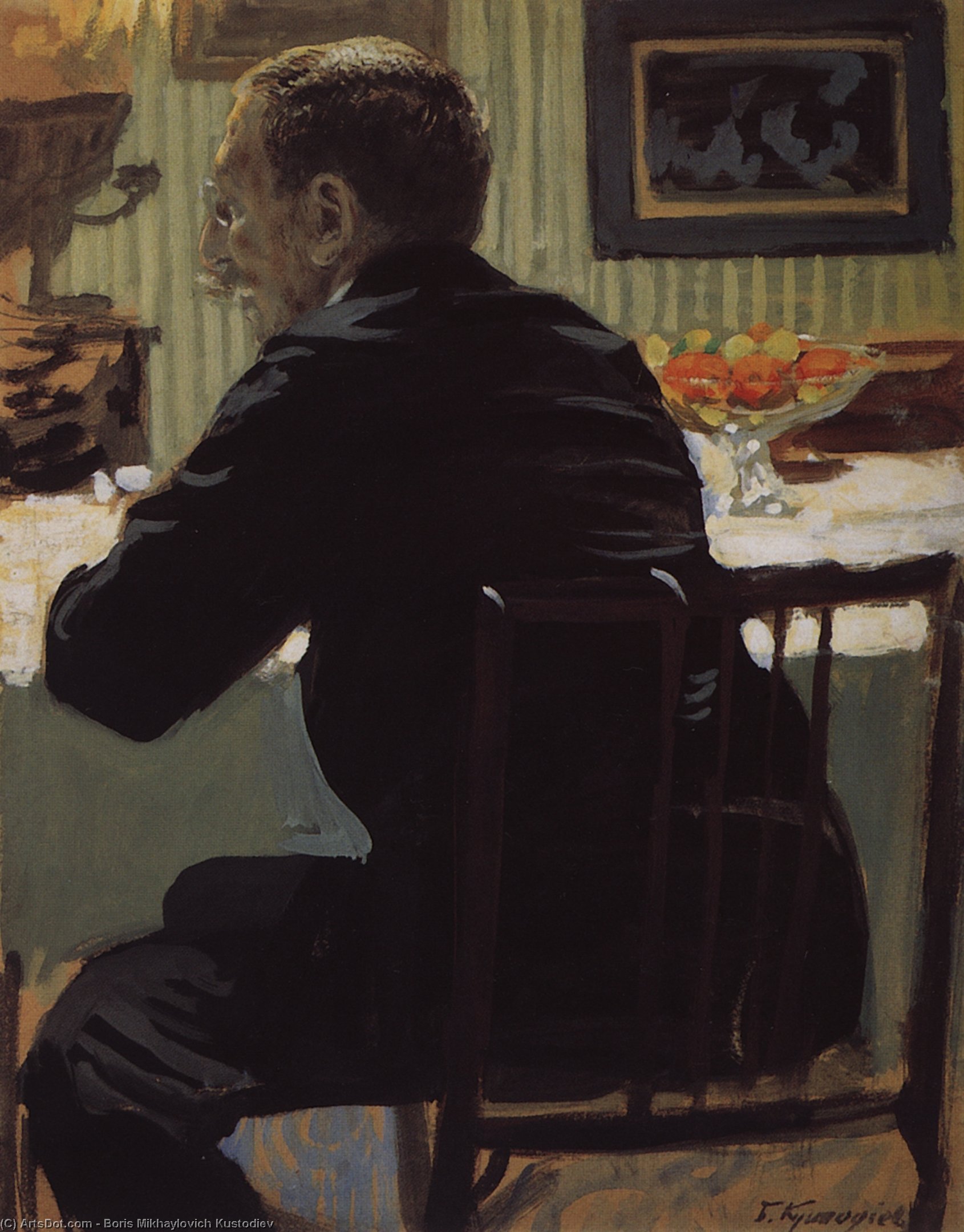 Portrait Of L.s. Bakst — Boris Mikhailovich Kustodiev