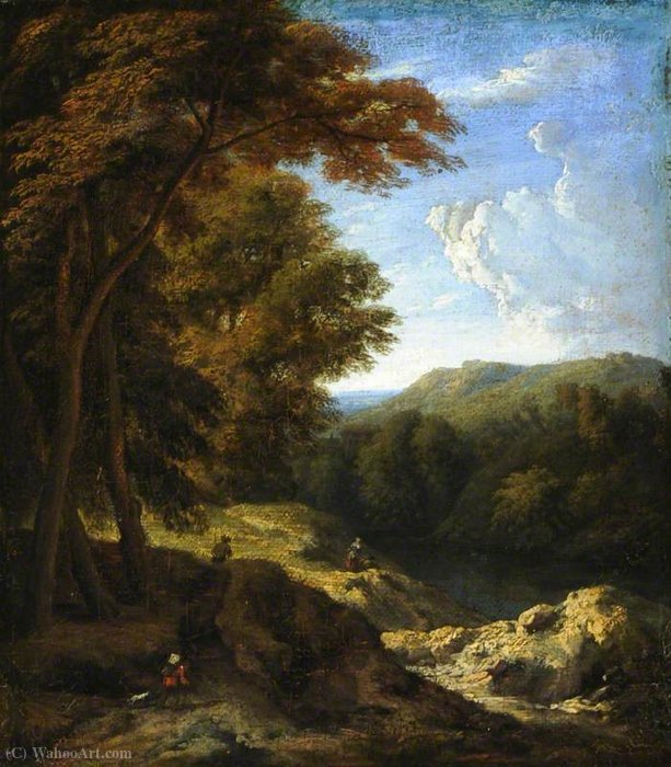 A Wooded River Landscape — Jan Baptist Huysmans
