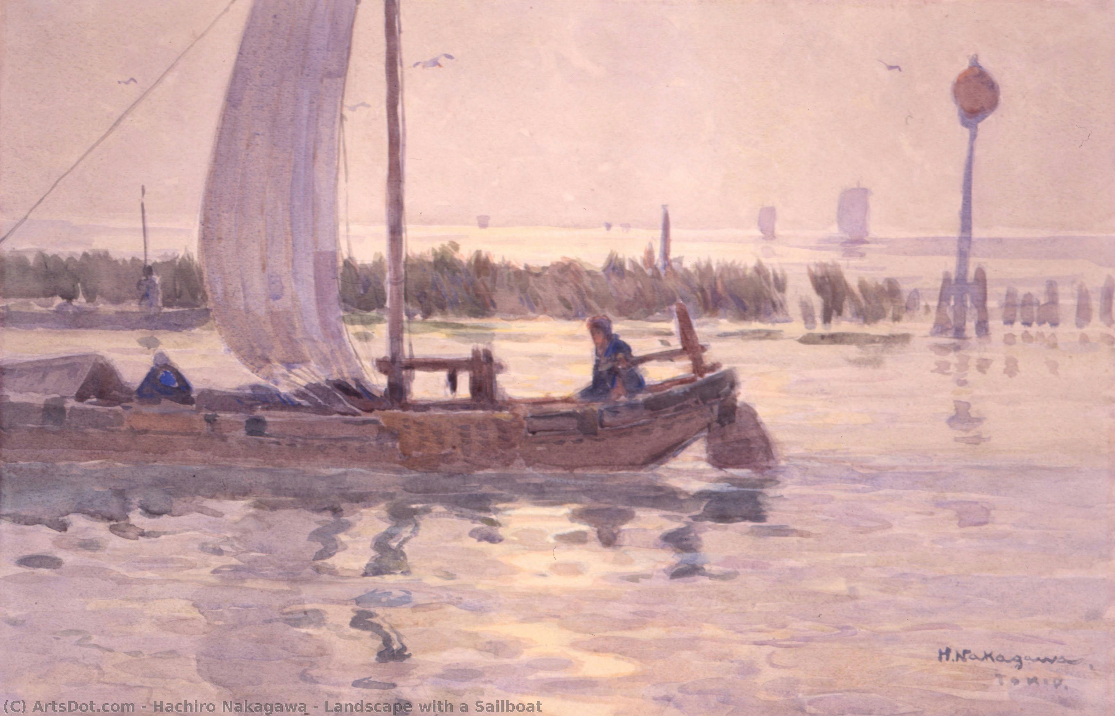 Landscape With A Sailboat — Hachiro Nakagawa
