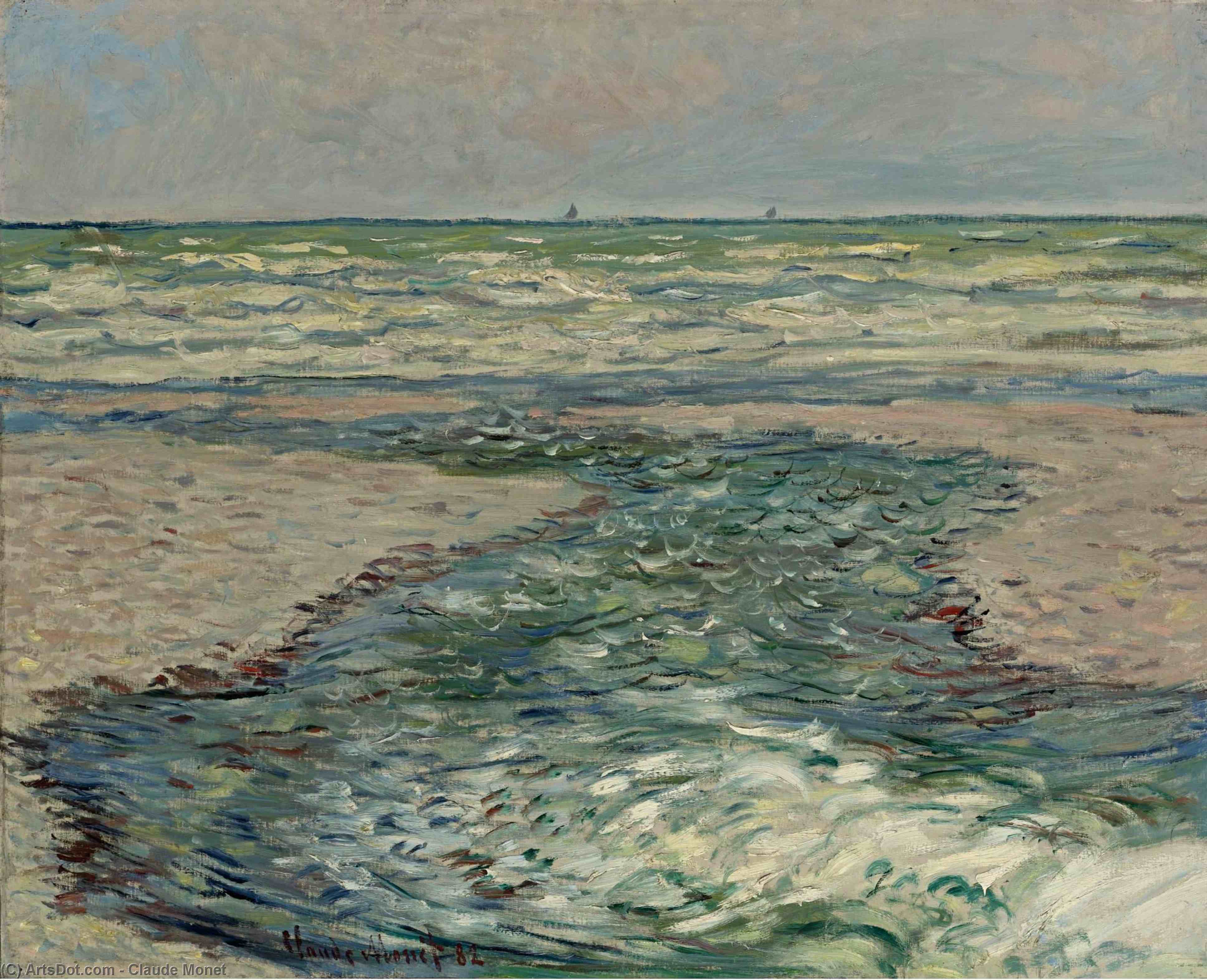 The Seacoast Of Pourville, Low Tide — Claude Monet