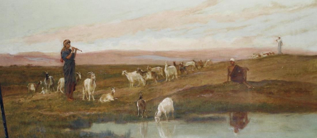 Figures And Goats By An Oasis — Frederick Goodall