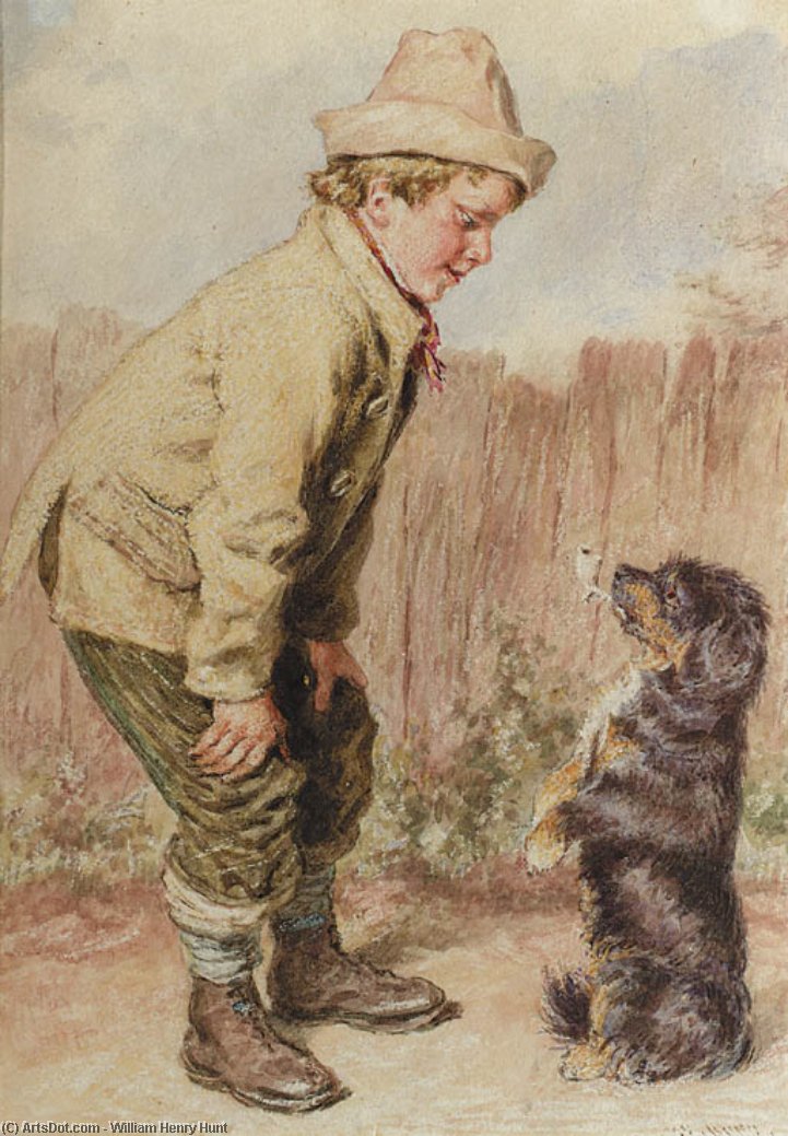 A Boy With A Begging Dog — William Henry Hunt