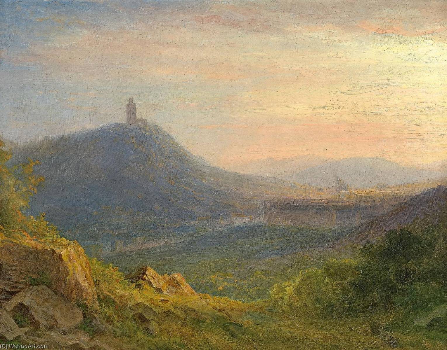 Hilly Landscape With A Castle Ruin — Carl Morgenstern