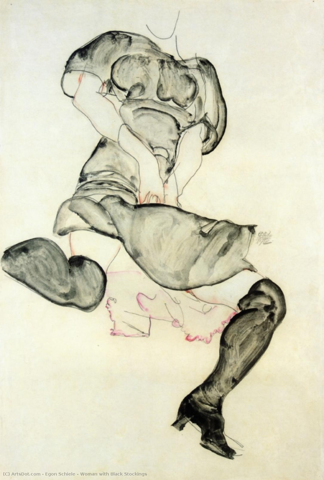 Woman With Black Stockings — Egon Schiele