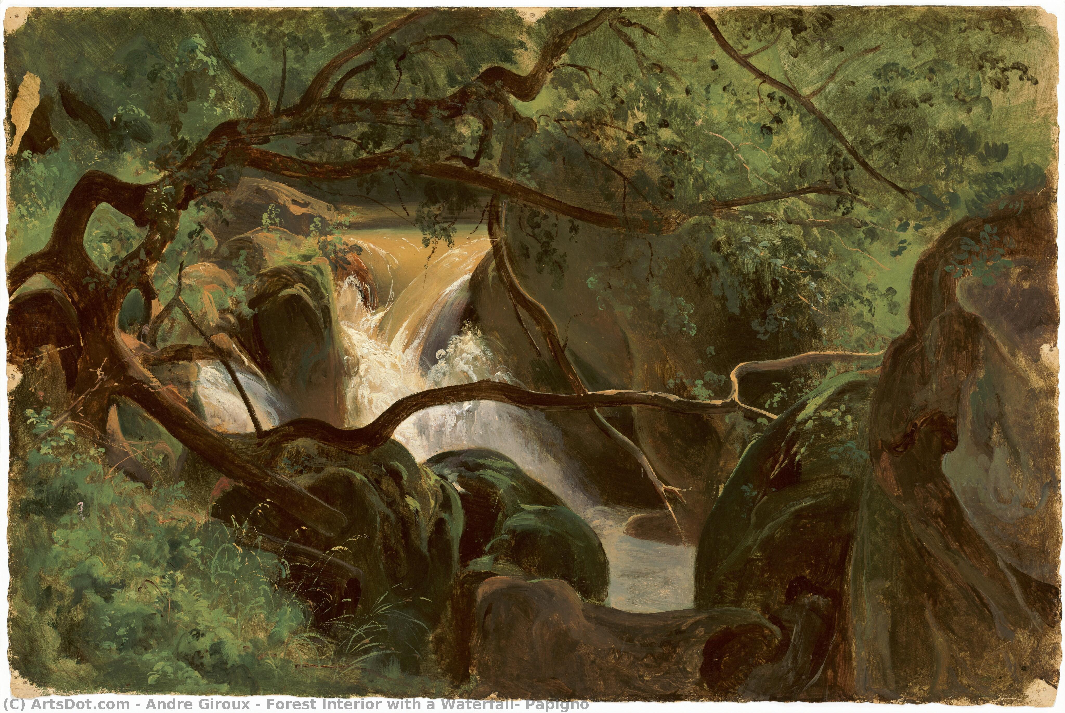 Forest Interior With A Waterfall, Papigno — Andre Giroux