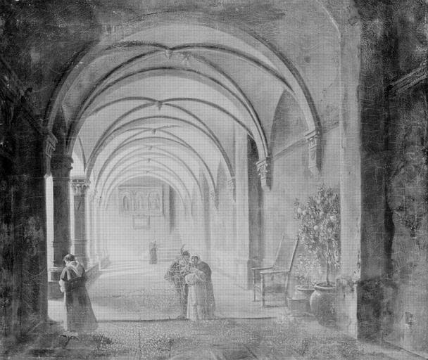 Vue Interieure Du Cloitre De Santa Maria Novella A Florence — Auguste De Forbin
