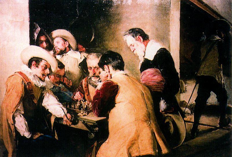 Musketeers Playing Chess — José Mongrell Torrent