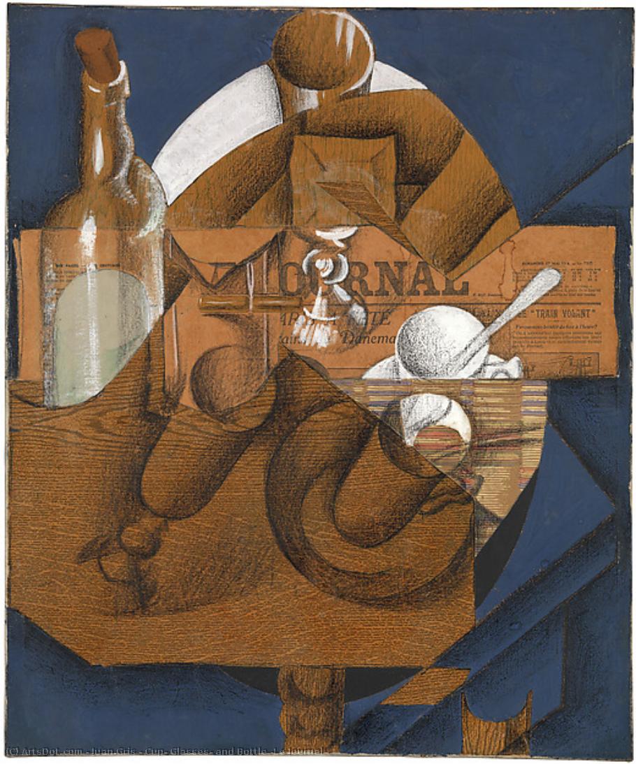 Cup, Glasses, And Bottle (le Journal) — Juan Gris