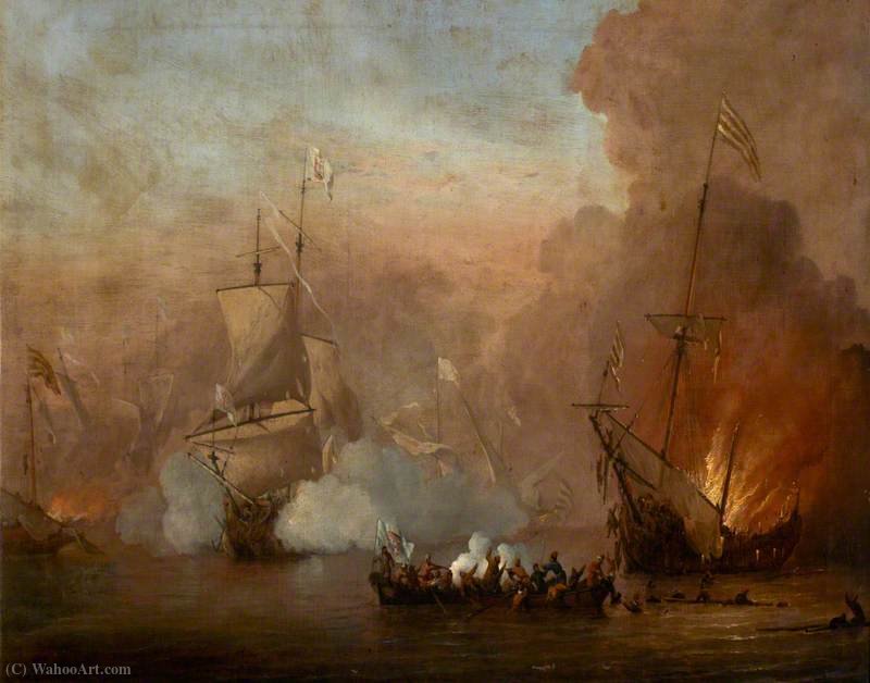 A Naval Engagement Between An English Ship And Barbary Ships — Peter Monamy
