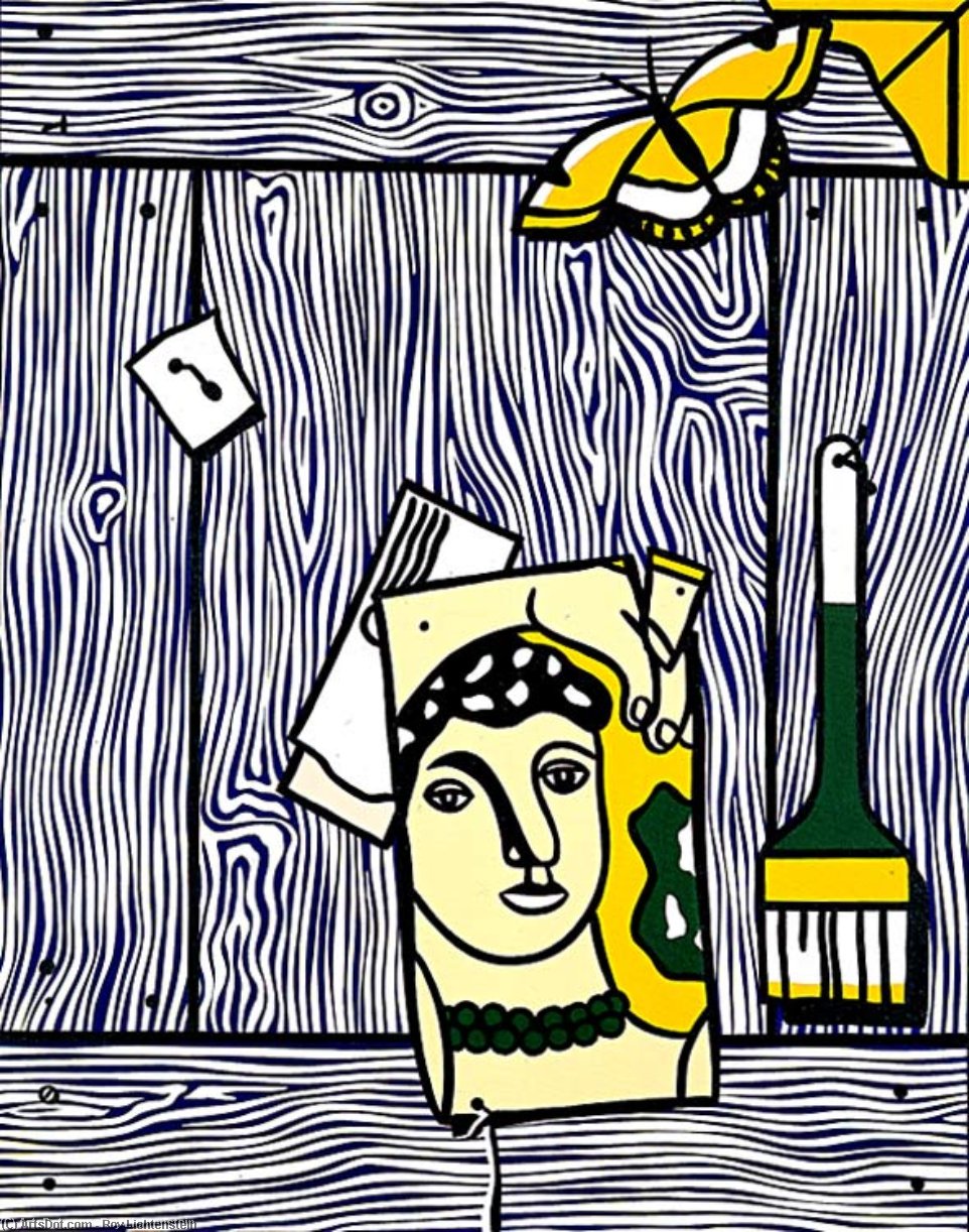 Trompe L'oeil With Leger Head And Paintbrush — Roy Lichtenstein