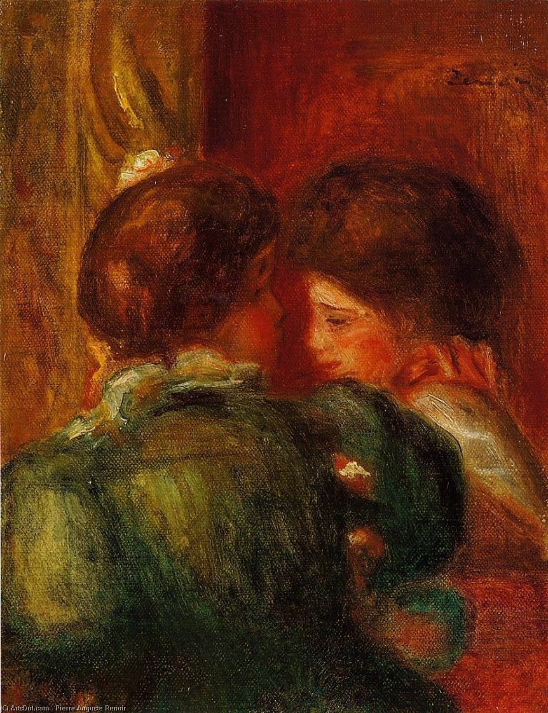 Two Women's Heads (also Known As The Loge) — Pierre-auguste Renoir