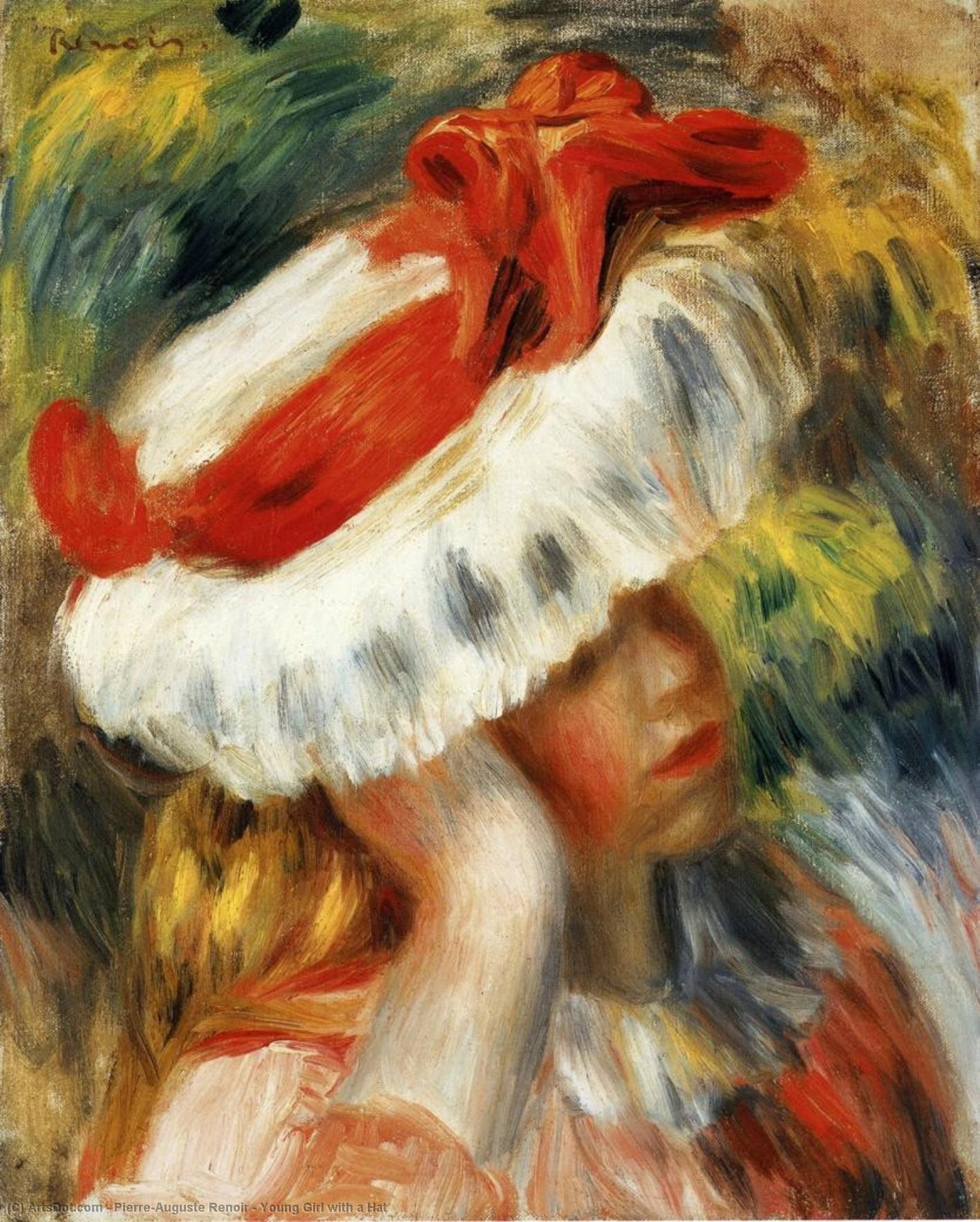 Young Girl With A Hat — Pierre-auguste Renoir