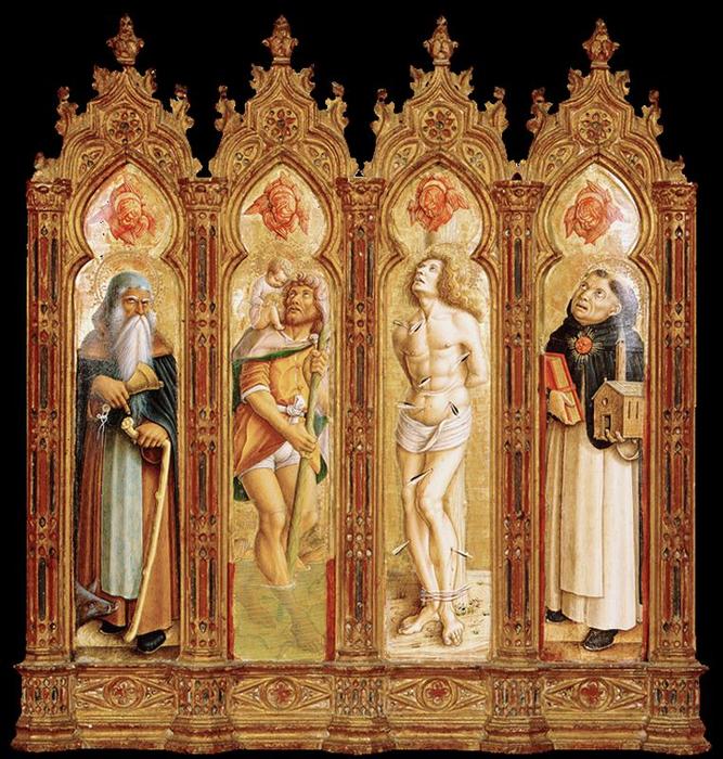 San Antonio Abate, San Cristoforo, San Sebastiano Y Santo Tomás De Aquino — Carlo Crivelli