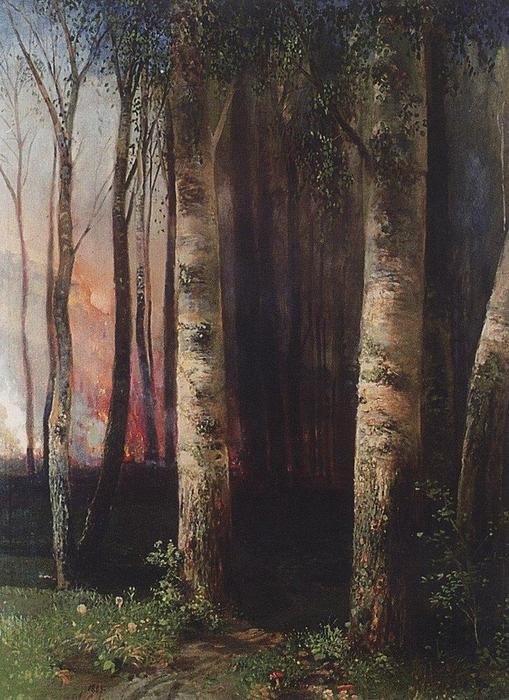 Fire In Woods — Alexei Kondratyevich Savrasov