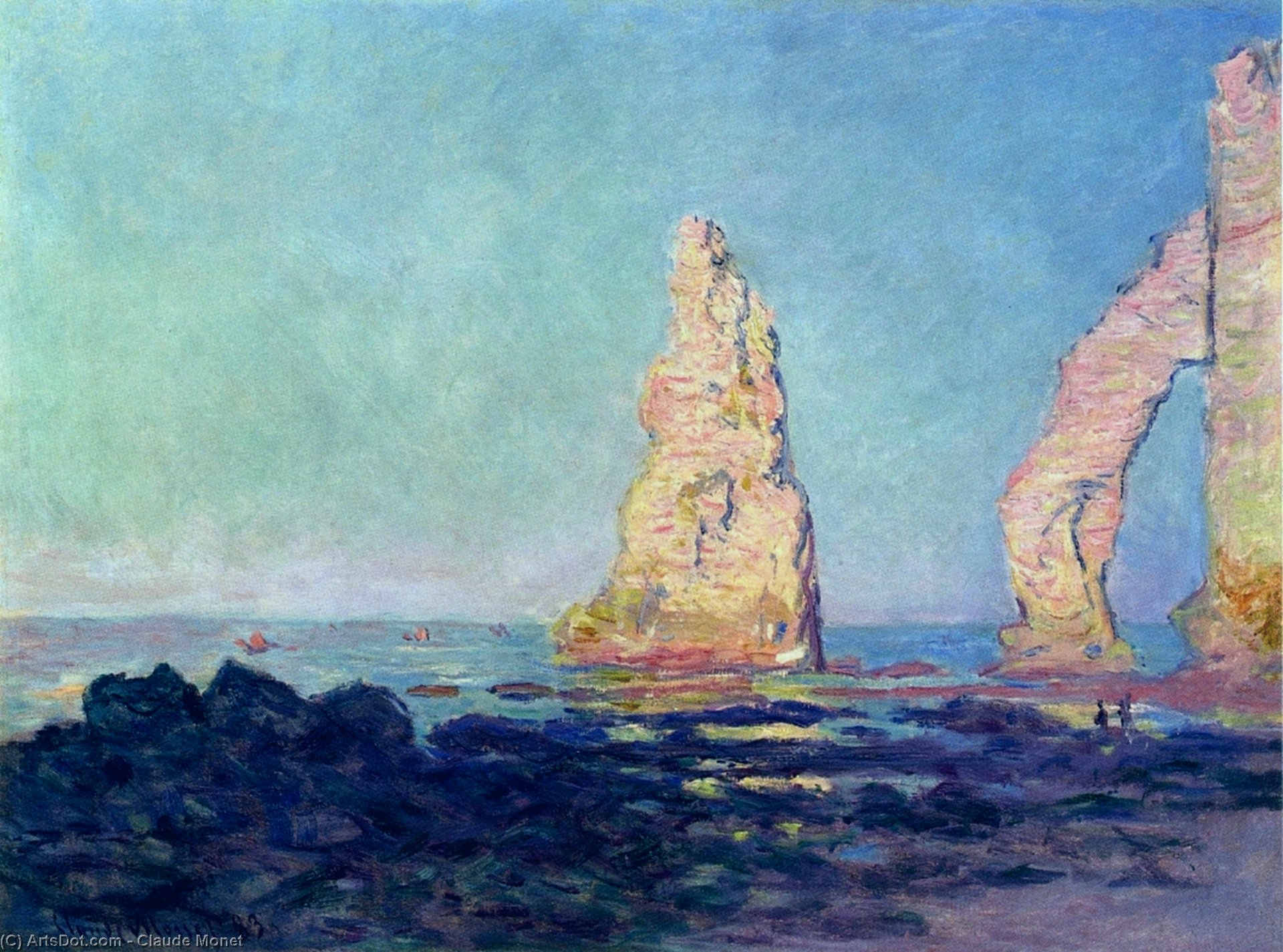 The Needle Of Etretat, Low Tide — Claude Monet