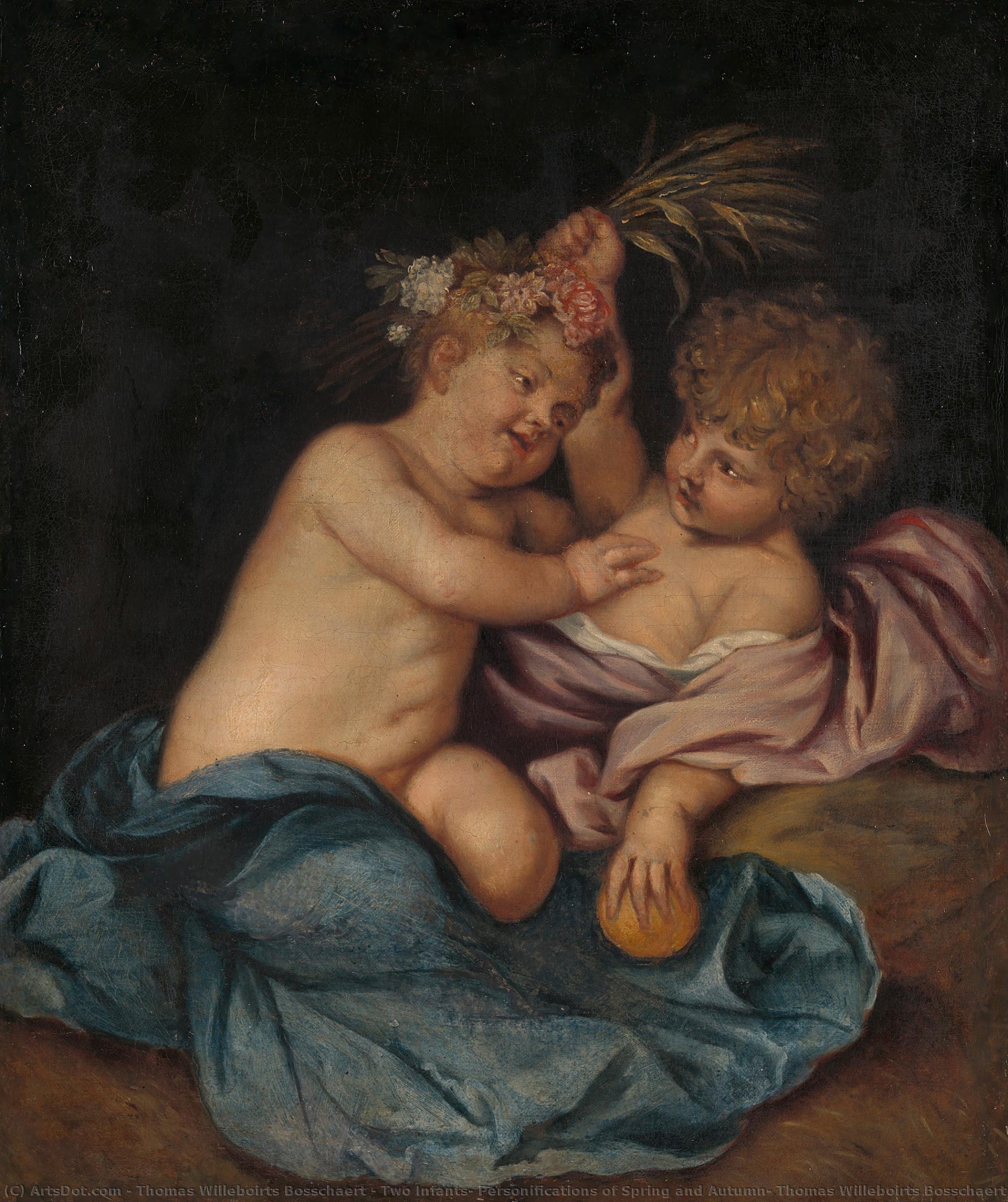 Two Infants, Personifications Of Spring And Autumn, Thomas Willeboirts Bosschaert (follower Of), 1650 - C. 1670 — Thomas Willeboirts Bosschaert