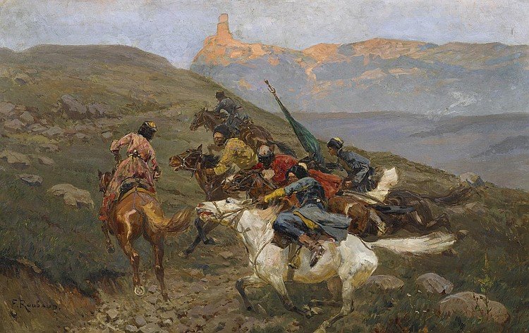 Circassian Riders. — Franz Roubaud