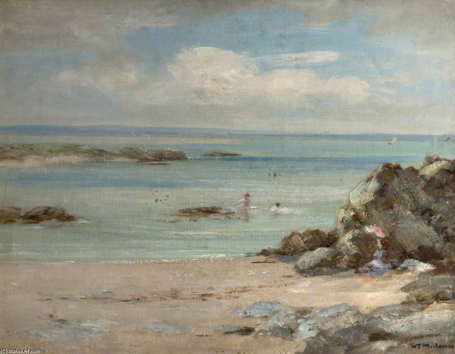 Coastal Scene With Figures Bathing — William Stewart Macgeorge