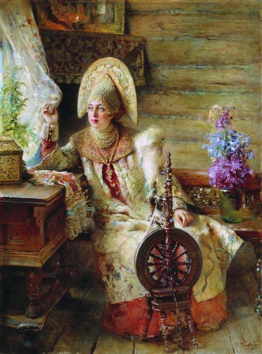 Boyaryshnya By The Window — Konstantin Yegorovich Makovsky