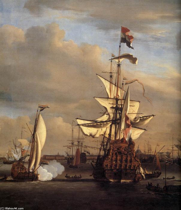 The ''gouden Leeuw'' Before Amsterdam (detail) — Willem Van De Velde The Elder