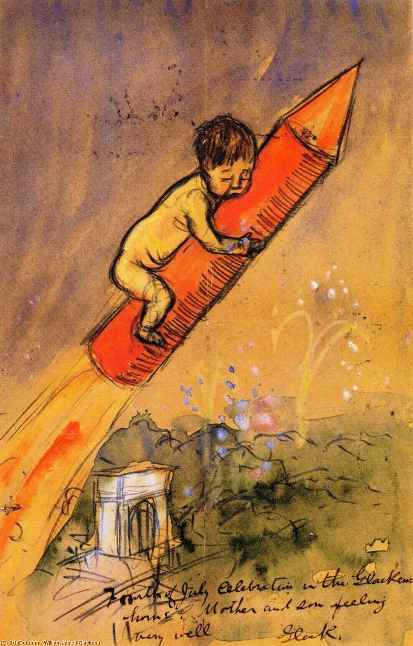 Ira On A Rocket — William James Glackens