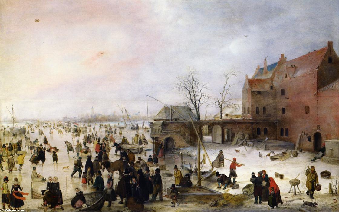 A Scene On The Ice Near A Brewery — Hendrick Avercamp