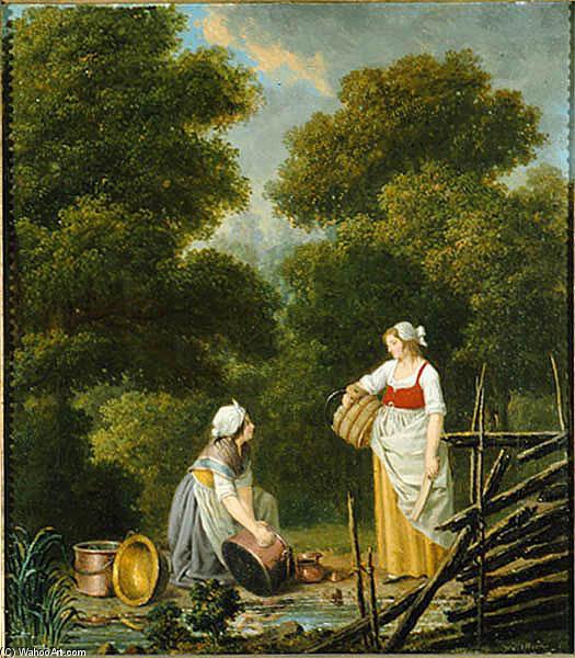 Two Maids In A Creek — Pehr Hilleström