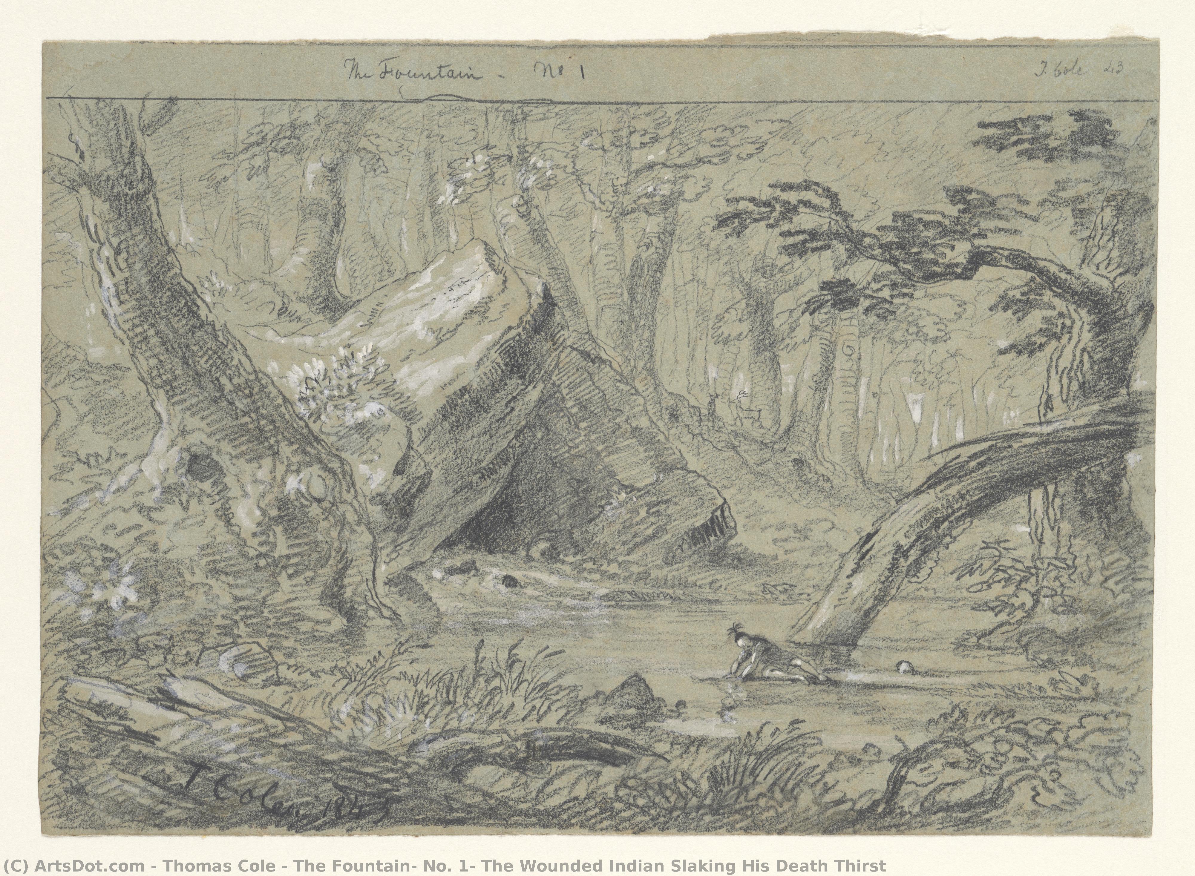 The Fountain, No. 1: The Wounded Indian Slaking His Death Thirst — Thomas Cole
