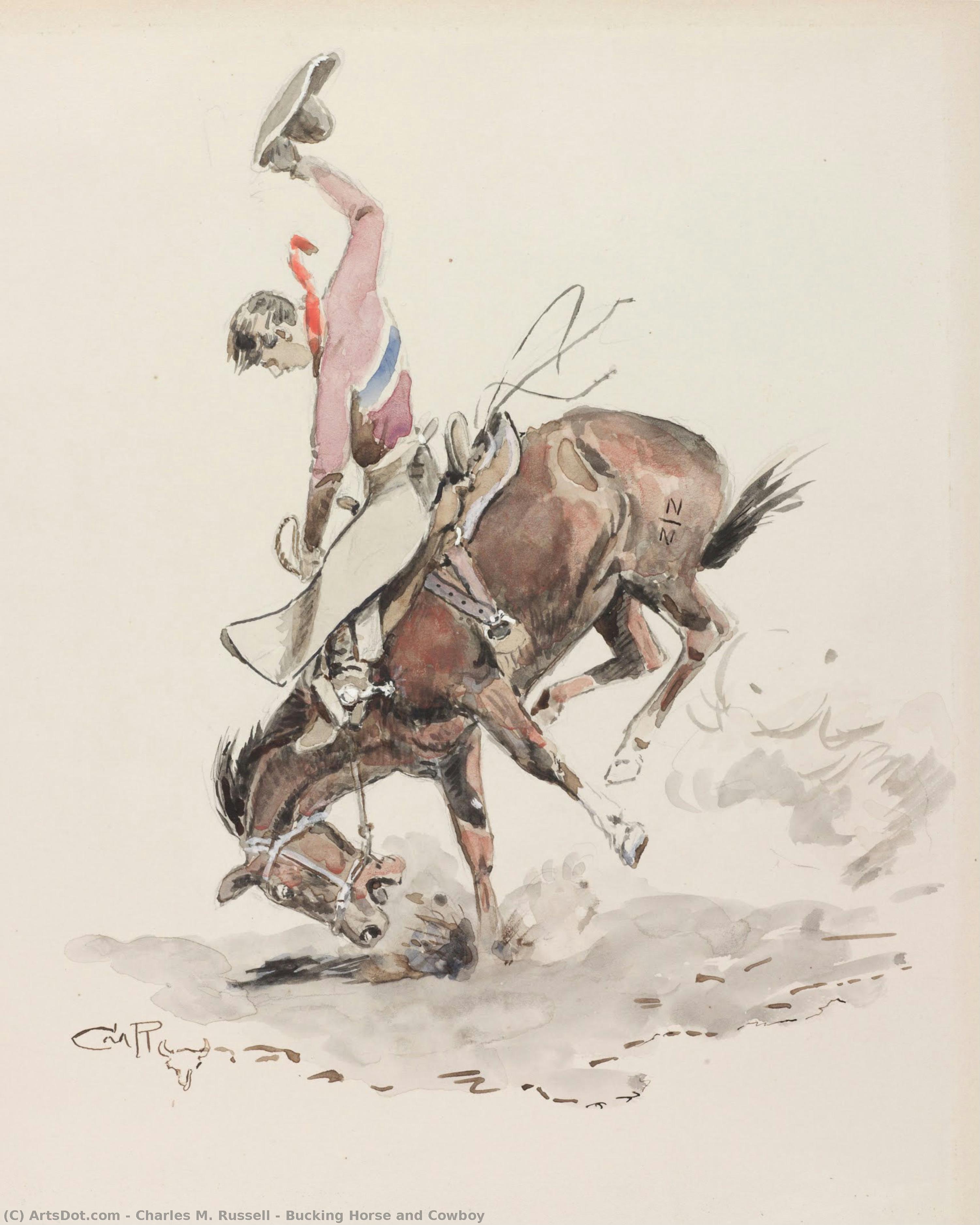 Bucking Horse And Cowboy — Charles Marion Russell