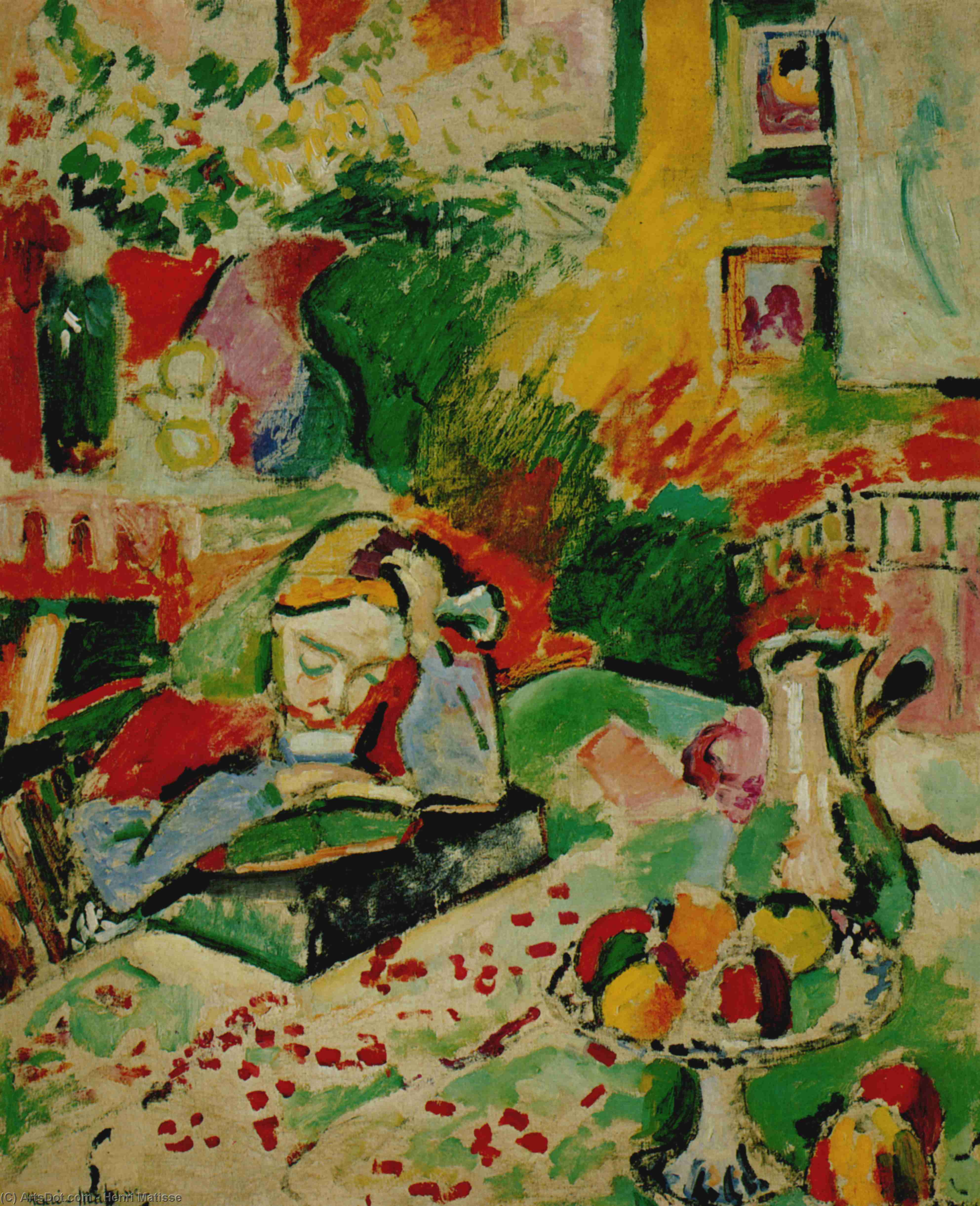 Intérieur À La Fillette Huile Sur Toile - (72.7x59) — Henri Matisse