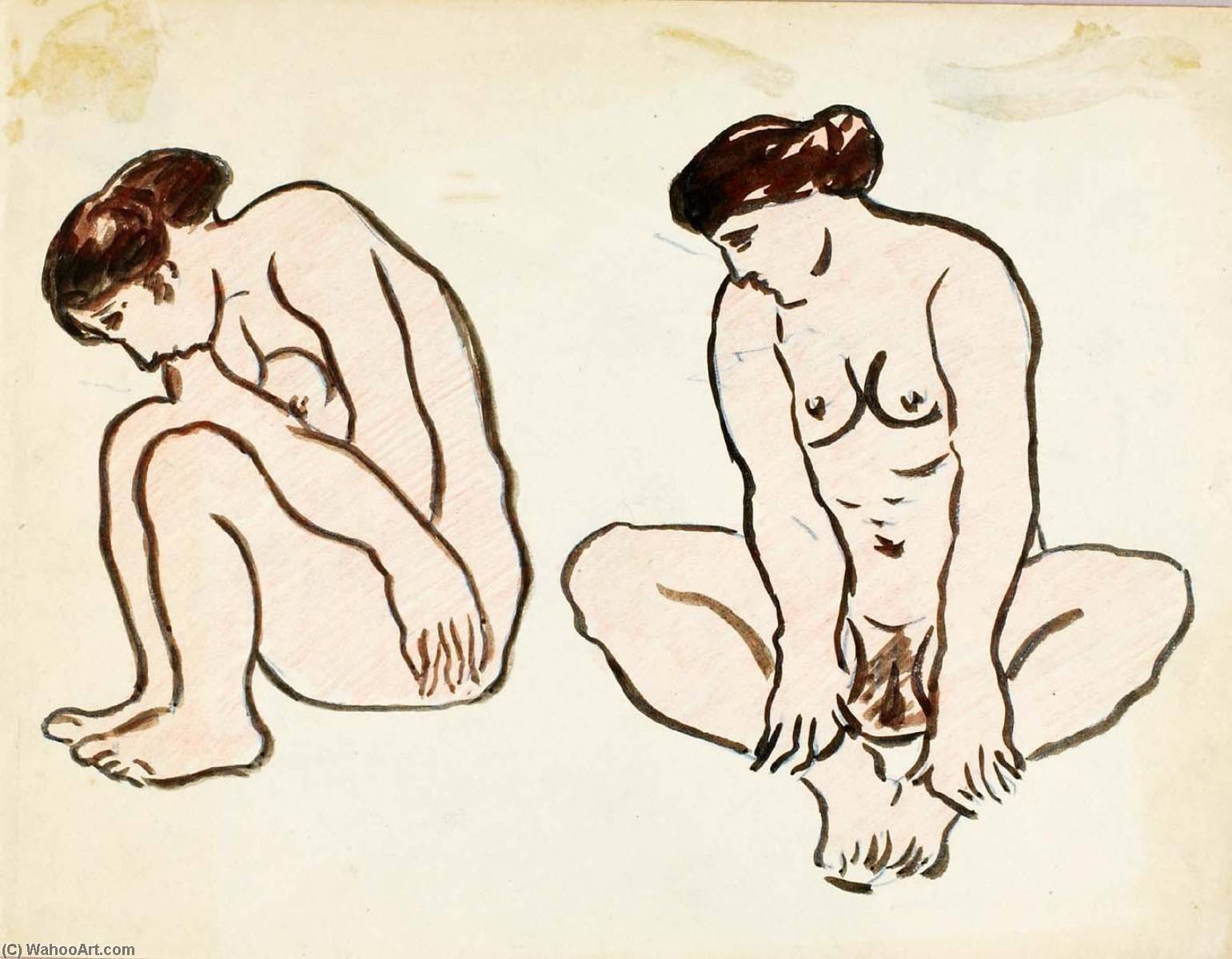 Two Female Nudes, Sitting — Carl Newman