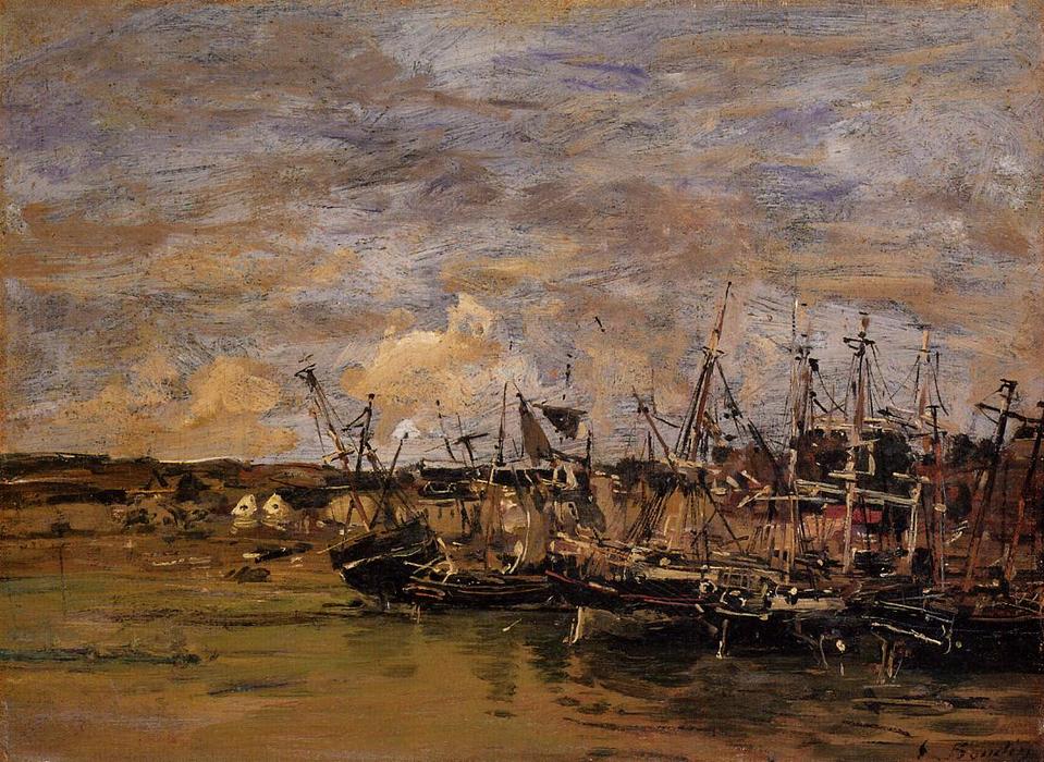 Portrieux, Fishing Boats At Low Tide — Eugène Louis Boudin