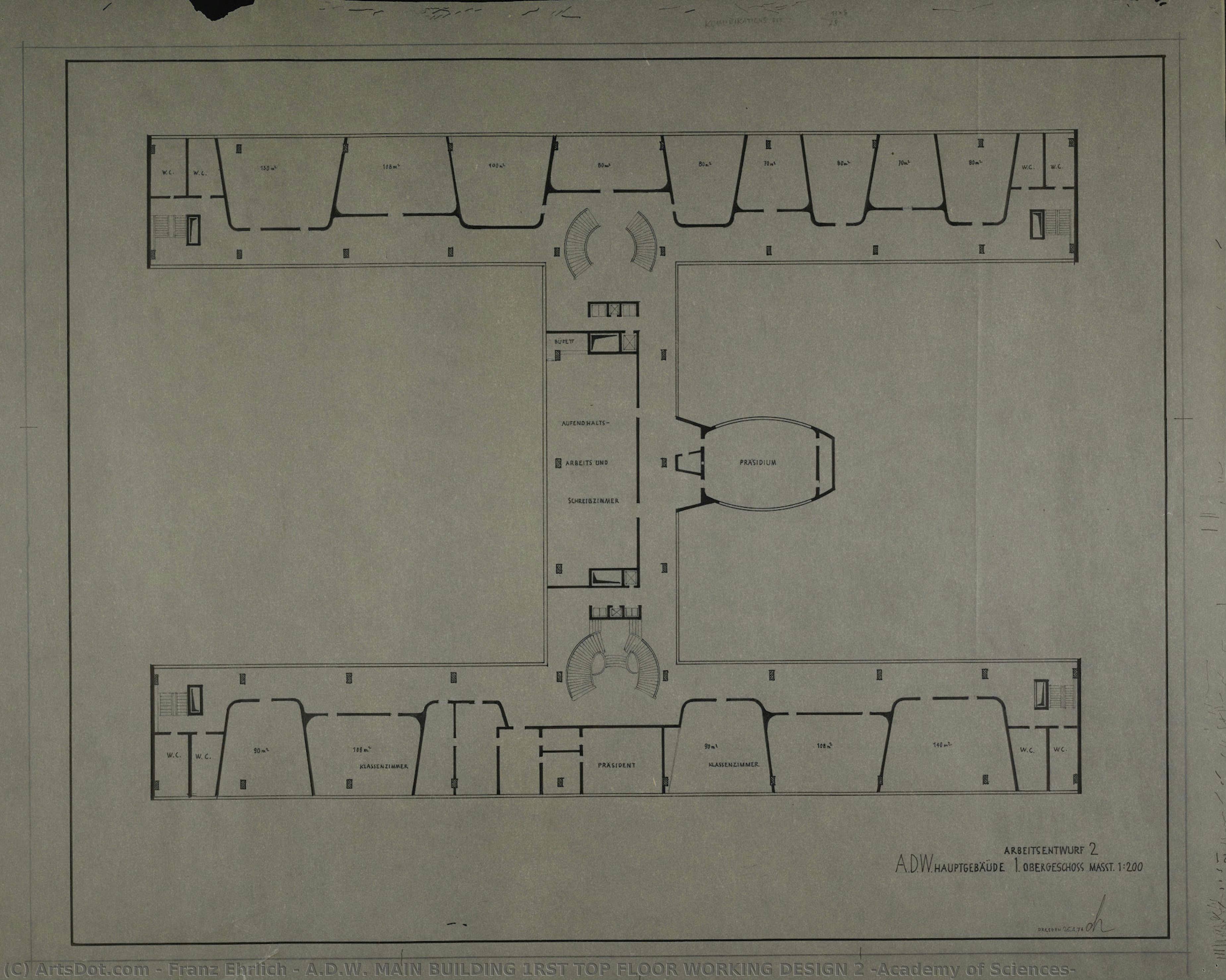 A.d.w. Main Building 1rst Top Floor Working Design 2 (academy Of Sciences) — Franz Ehrlich